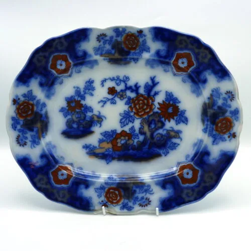 Flow Blue with Red Small Platter