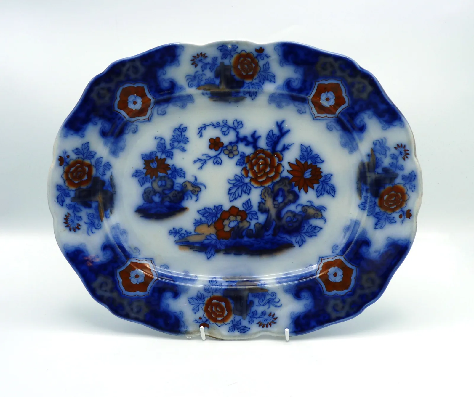 Flow Blue with Red Small Platter