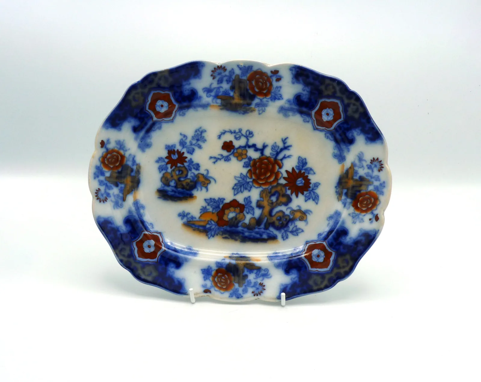 Flow Blue with Red Small Platter - Image 2