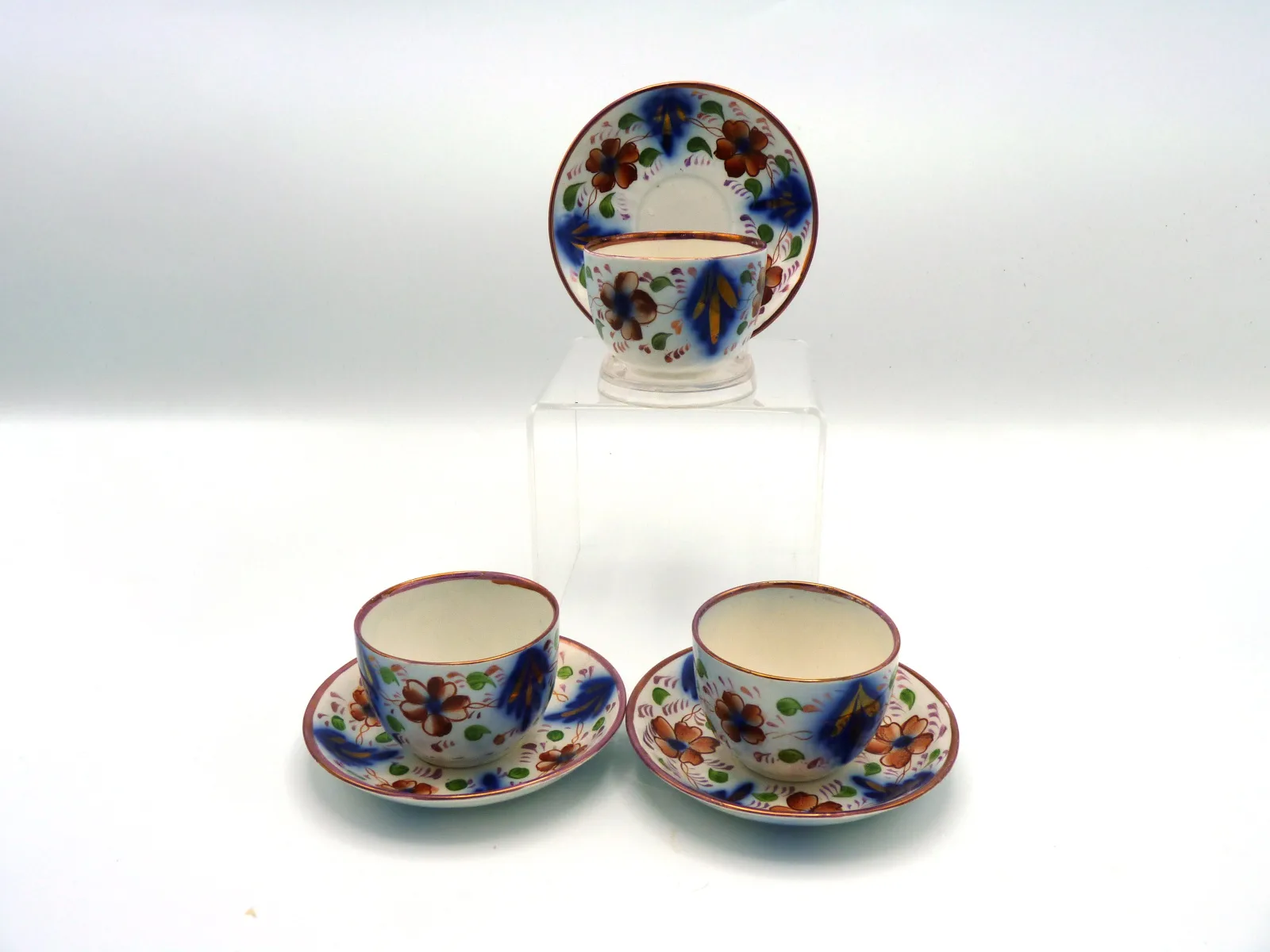 Gaudy Welsh with Flow Blue Handless Cup & Saucer - Image 5