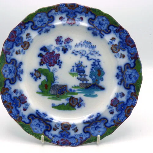 Flow Blue with colour “Chinese” by Dimmock Plate