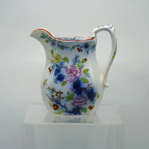 Flow Blue Polychrome Jug
