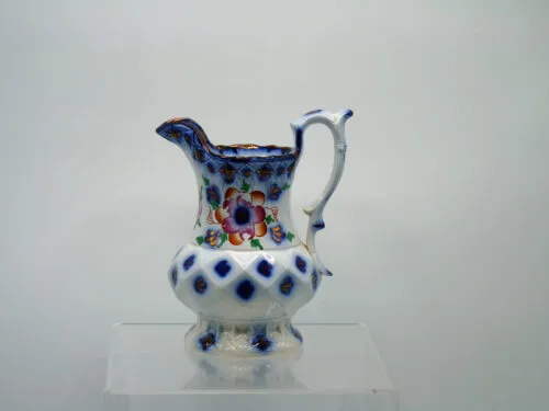 Flow Blue Gaudy Welsh Jug