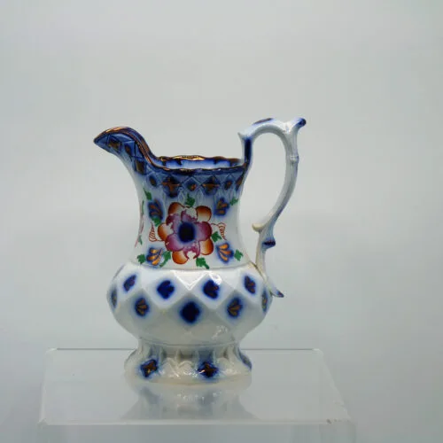 Flow Blue Gaudy Welsh Jug