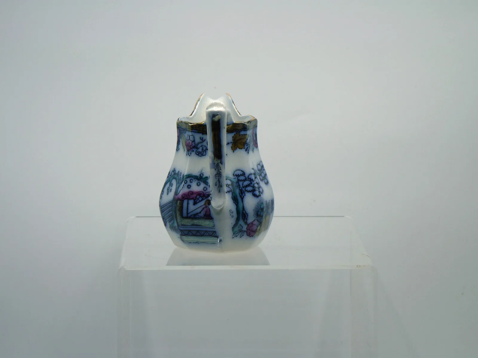Flow Blue Polychrome Small Chinoiserie Jug - Image 2