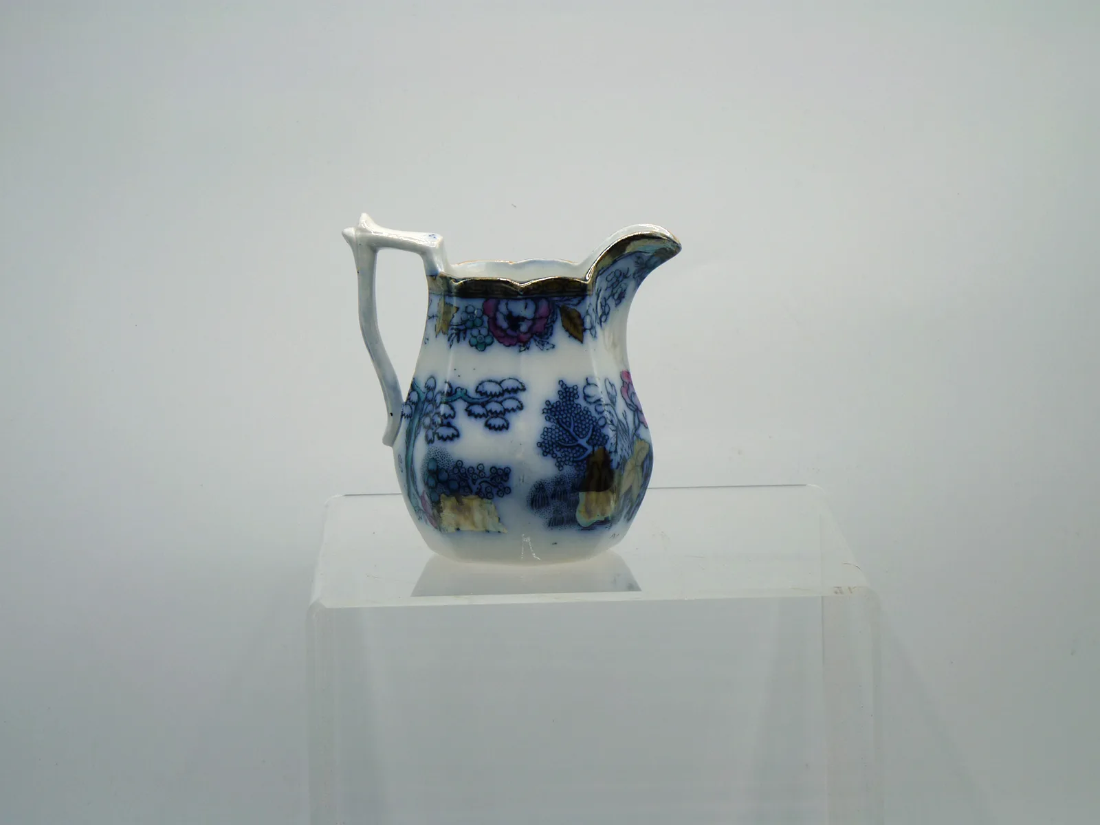 Flow Blue Polychrome Small Chinoiserie Jug - Image 3