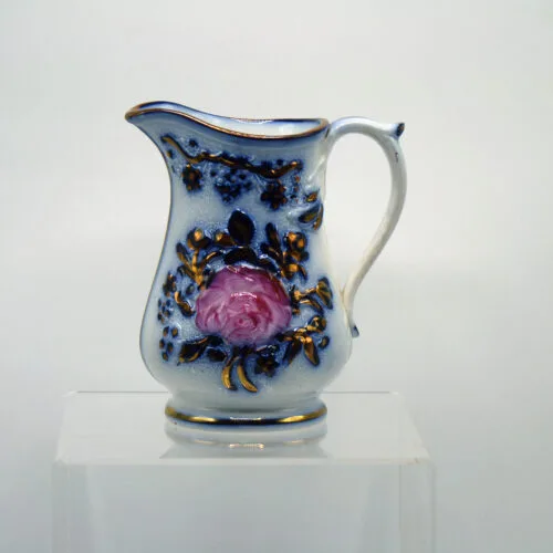 Flow Blue Relief Molded Jug