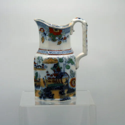 Flow Blue Polychrome with Ground Colour - Panelled Jug