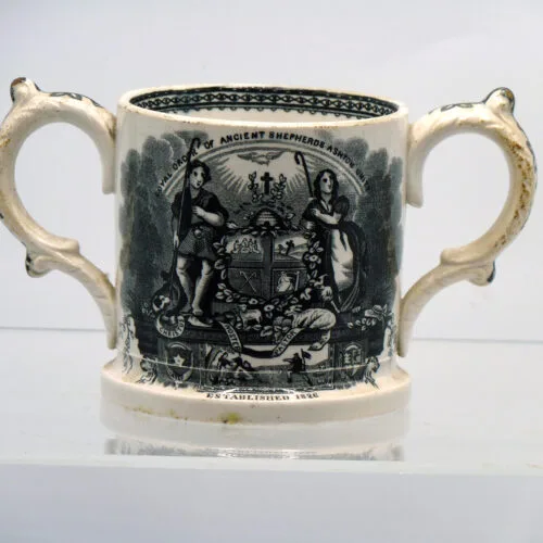 Commemorative Loving Cup - Frog Mug - Black Transferware