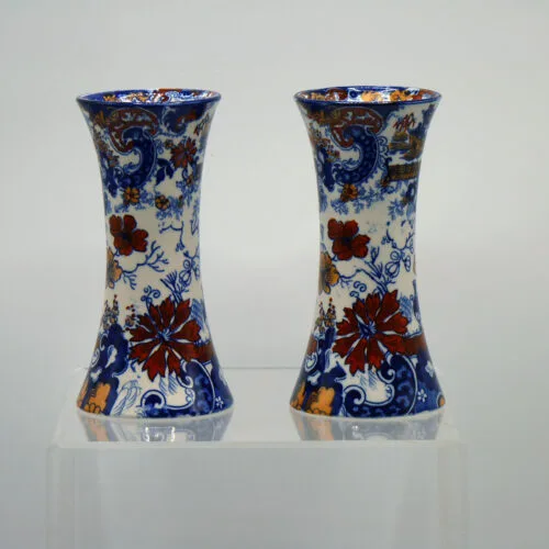 Pair Small  Polychrome Vases - Chinese Japan - Ridgways