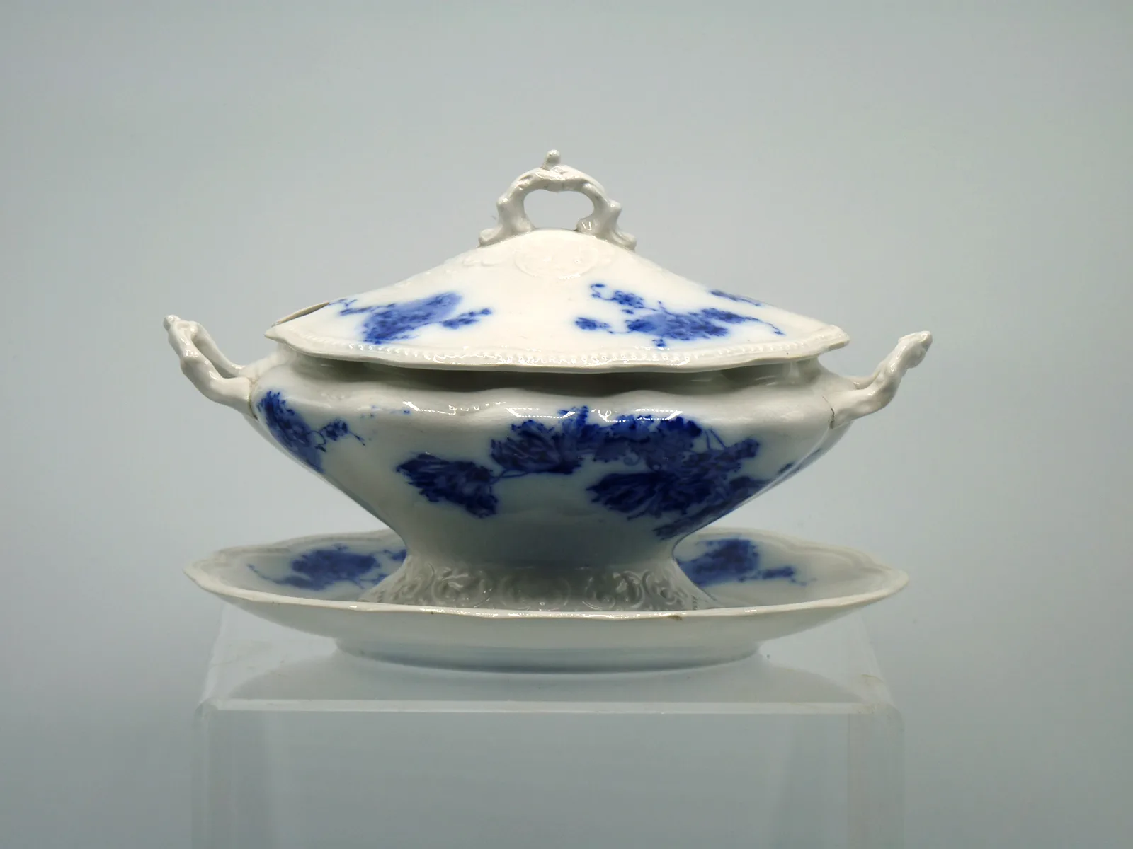 Flow Blue Sauce Tureen and Undertray - Hatfield - - Image 2