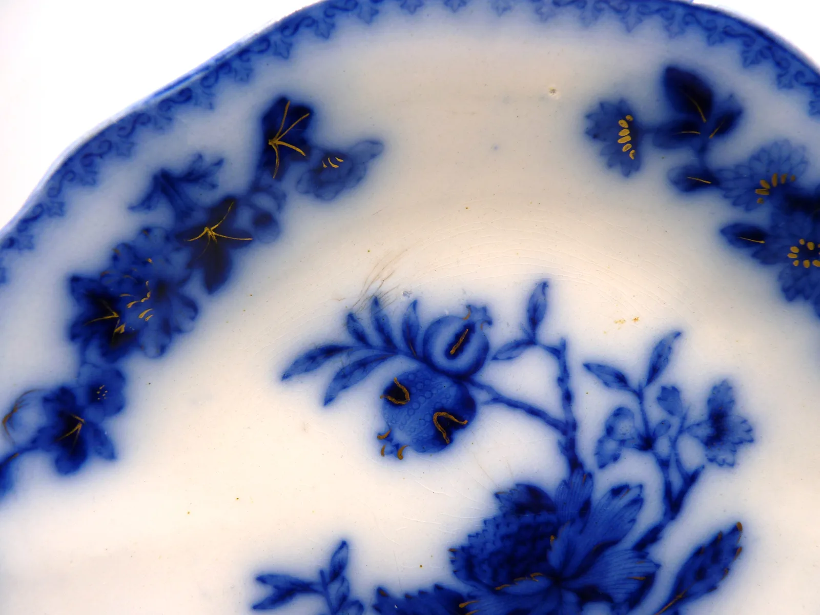 Flow Blue Tab Handled Cake Plate - Davenport - Image 2
