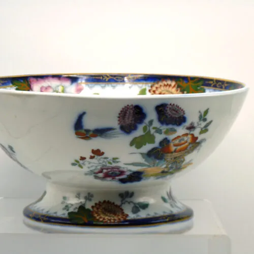 Small Punch Bowl Flow Blue, Mulberry with Colour