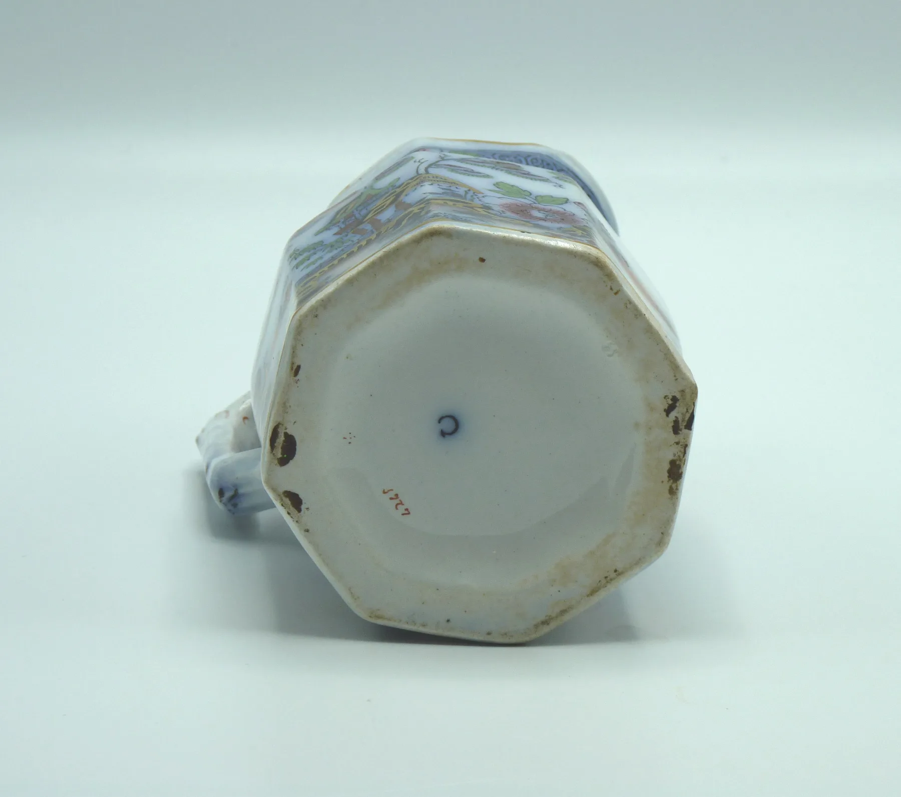 Flow Blue Polychrome with Ground Colour - Panelled Jug - Image 3