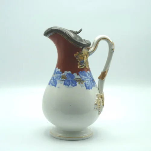 Syrup Pitcher - Red Ground with Blue