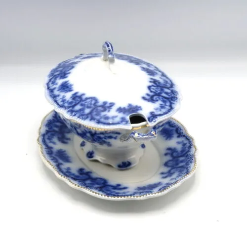 Flow Blue Sauce Tureen & Undertray Portman