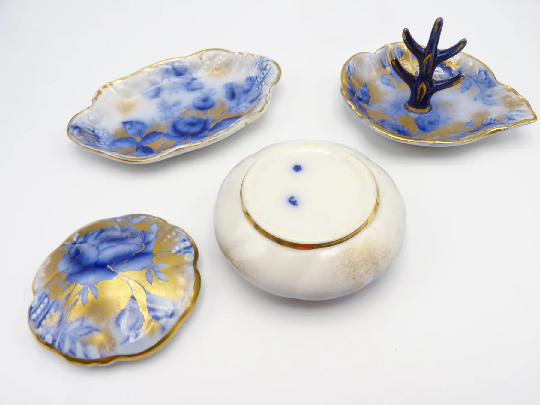 Flow Blue & Gold Keeling & Co. Dresser Items - Image 2