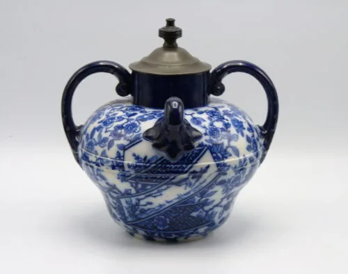 Flow Blue Double Handled Self Pouring Teapot