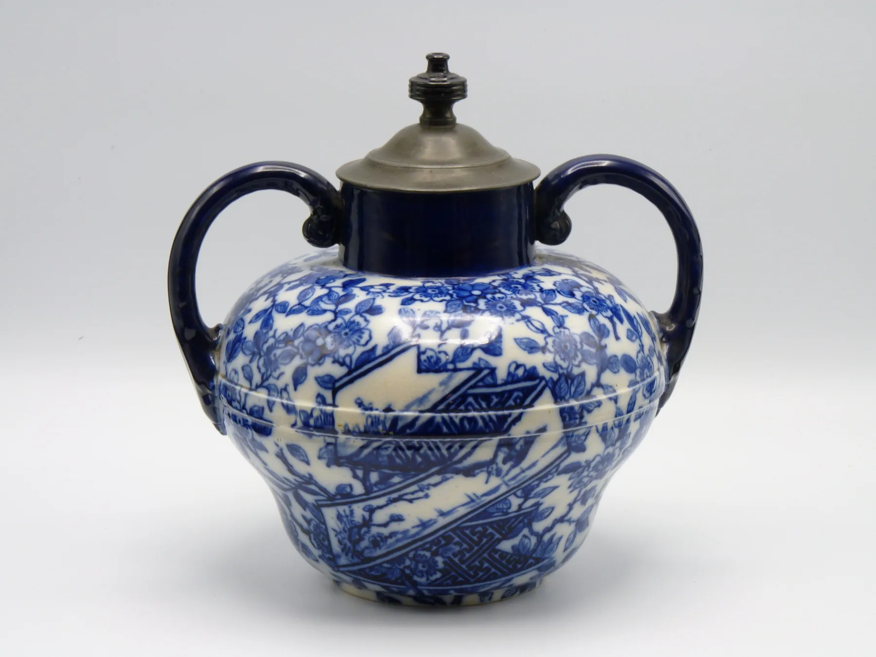 Flow Blue Double Handled Self Pouring Teapot - Image 3