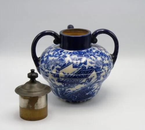 Flow Blue Double Handled Self Pouring Teapot - Image 4