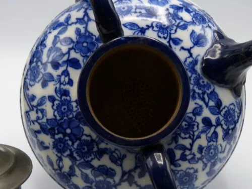 Flow Blue Double Handled Self Pouring Teapot - Image 5