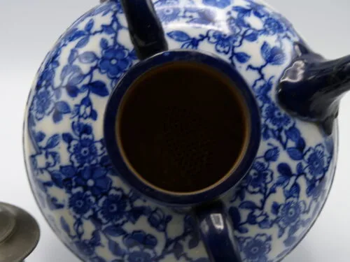 Flow Blue Double Handled Self Pouring Teapot - Image 6