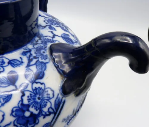 Flow Blue Double Handled Self Pouring Teapot - Image 7