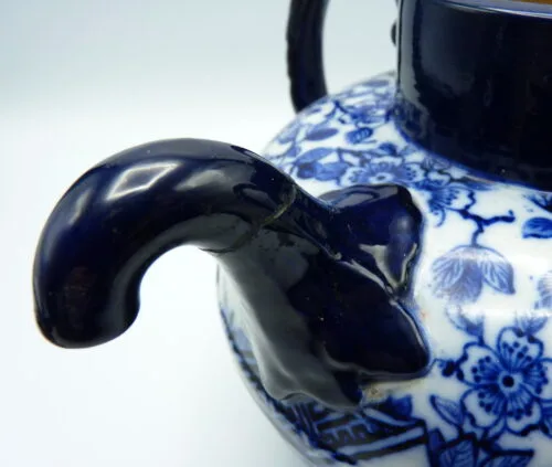 Flow Blue Double Handled Self Pouring Teapot - Image 8