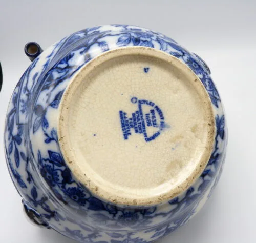 Flow Blue Double Handled Self Pouring Teapot - Image 9