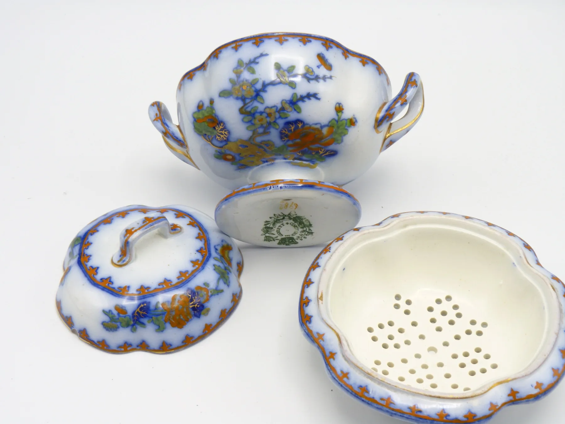 Flow Blue Polychrome RARE 3 Piece  Soap Ball - Image 5