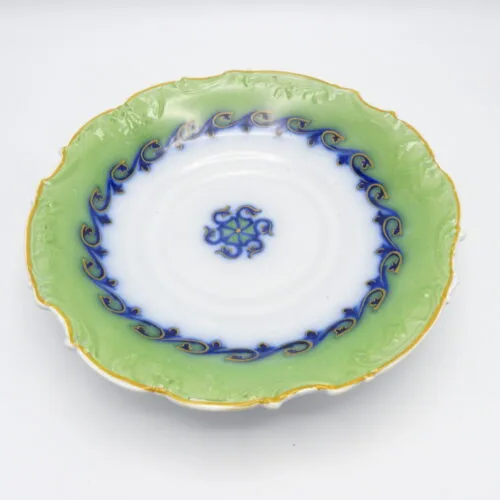 1 Flow Blue & Green Ground Low Compote (#14)