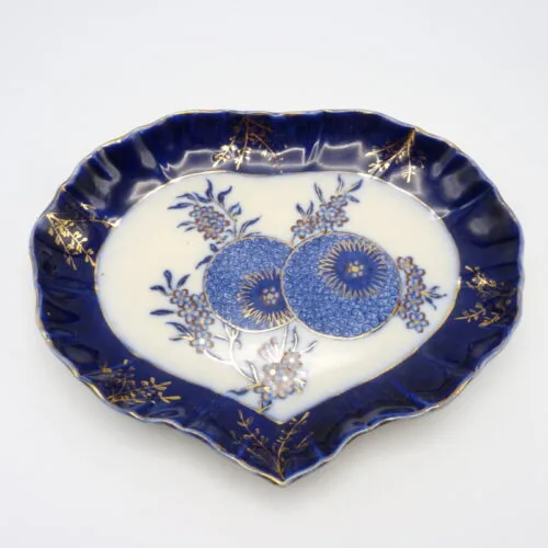 Flow Blue Unusual Doulton Persian Spray Heart Shape Plate