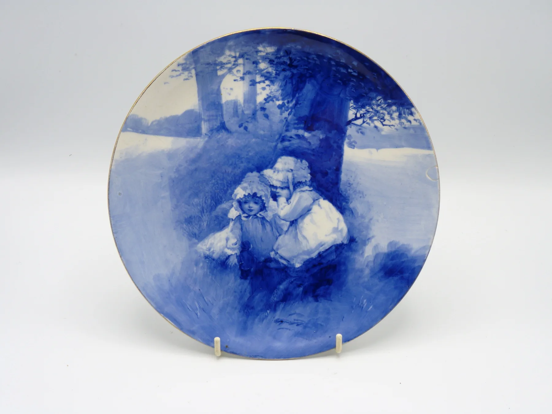 Flow Blue Doulton "Blue Children" Rack Plate