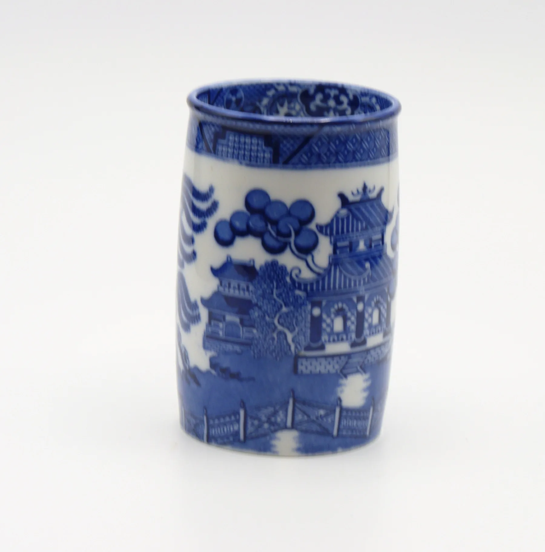 Flow Blue Willow Toothbrush Vase