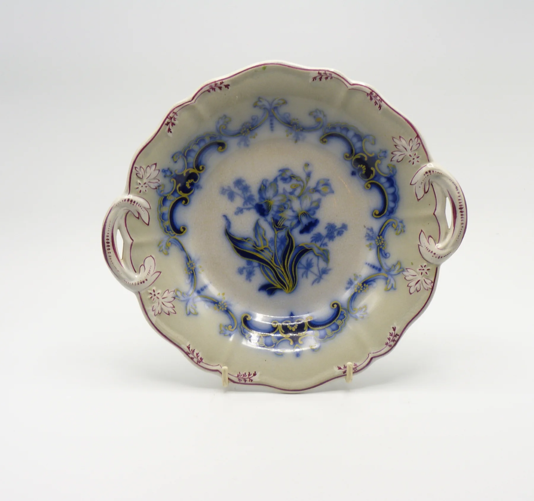 Flow Blue and Grey Ground Dessert Low Compote