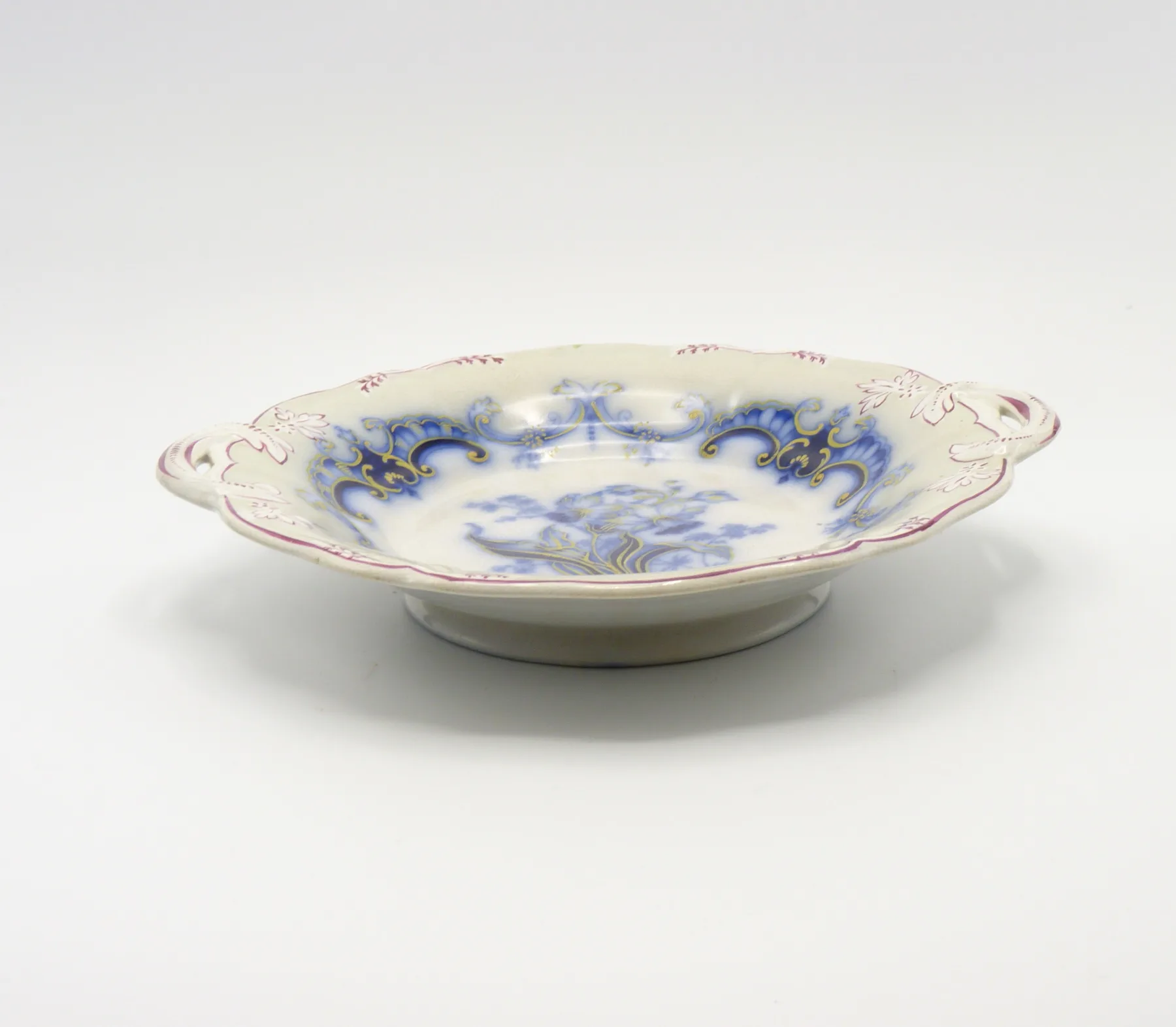 Flow Blue and Grey Ground Dessert Low Compote - Image 6