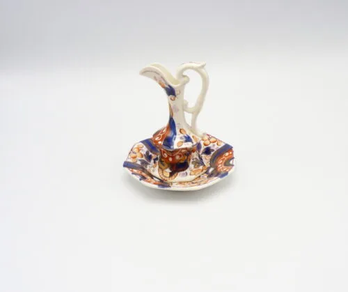 Gaudy Welsh Oil Lamp Feeder (miniature jug & bowl)