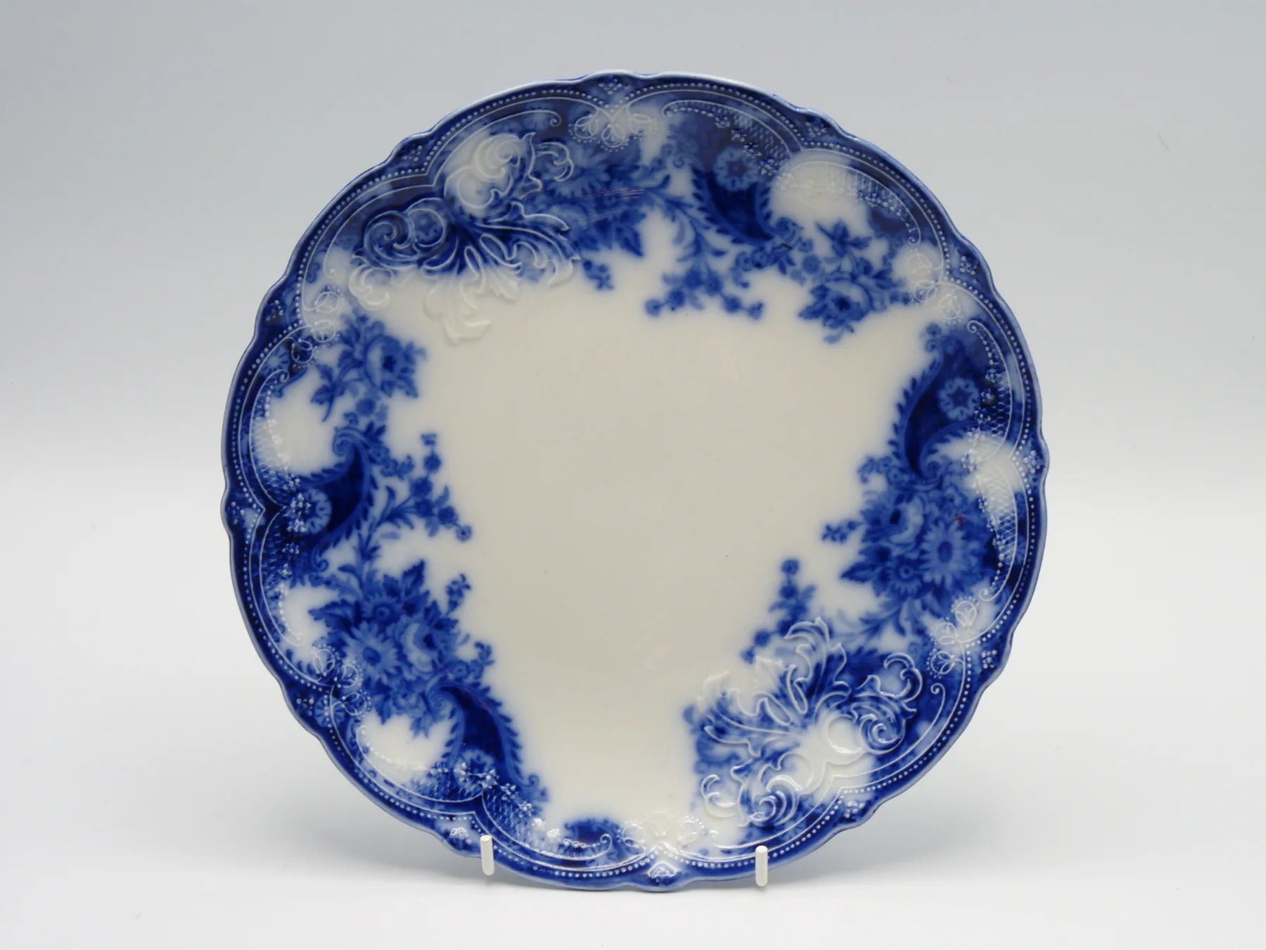 Flow Blue Cake Plate "Lois"