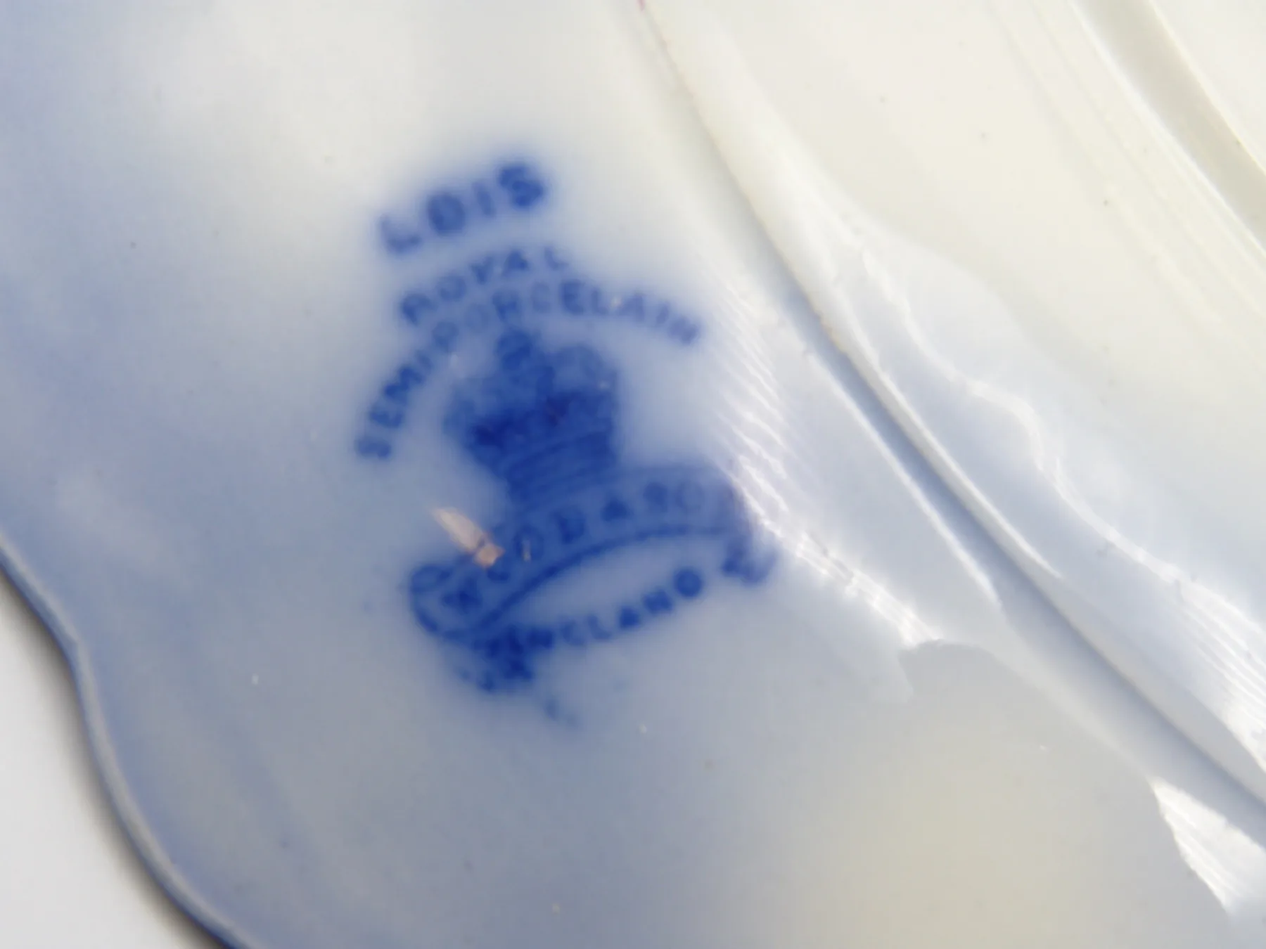 Flow Blue Cake Plate "Lois" - Image 3