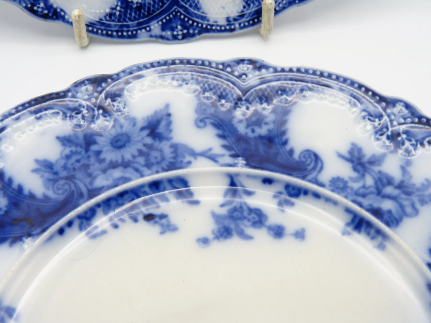 Pair of Flow Blue Tea Plates "Lois" - Image 4
