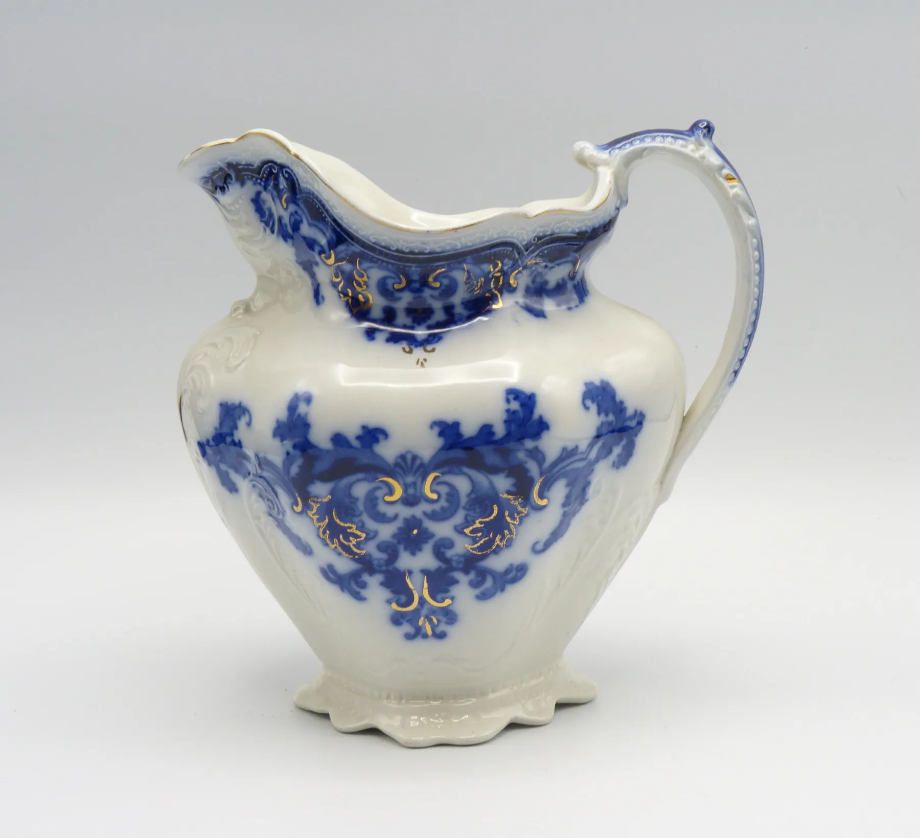 Flow Blue 3 Graduating Georgia Jugs - Johnson Bros. - Image 3