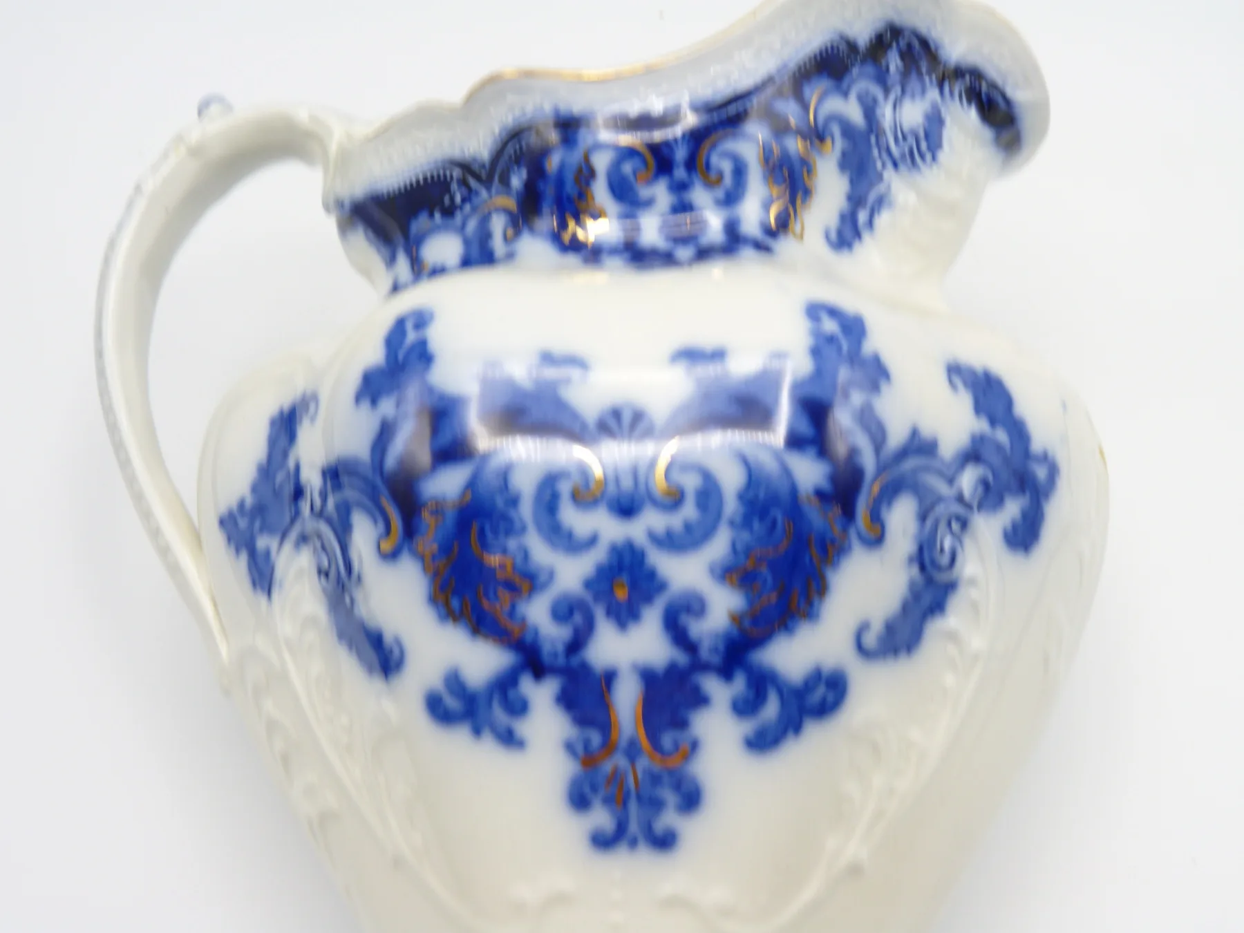 Flow Blue 3 Graduating Georgia Jugs - Johnson Bros. - Image 5
