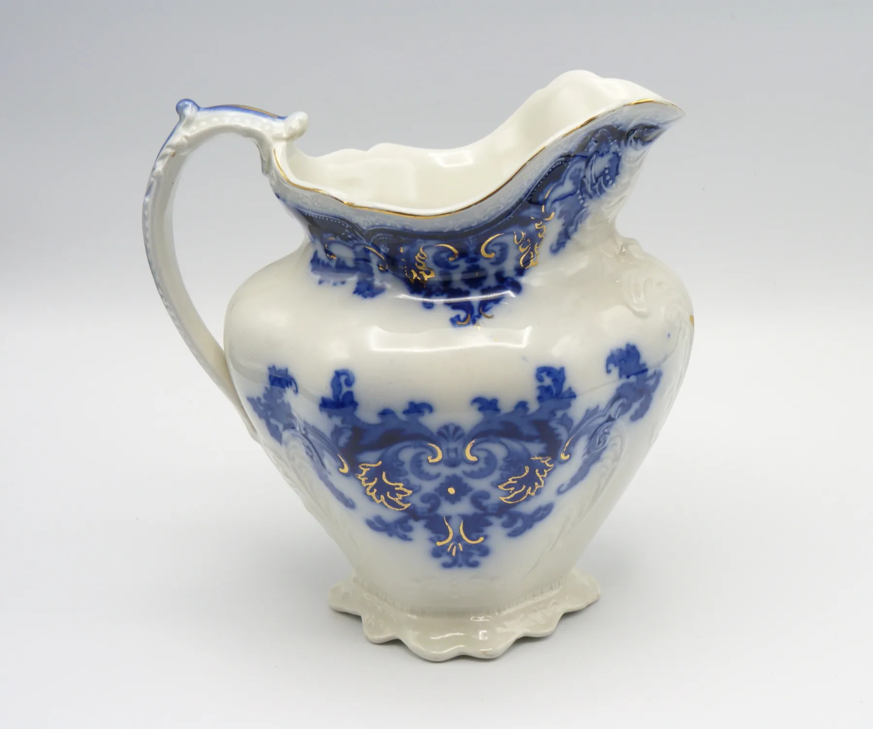 Flow Blue 3 Graduating Georgia Jugs - Johnson Bros. - Image 6