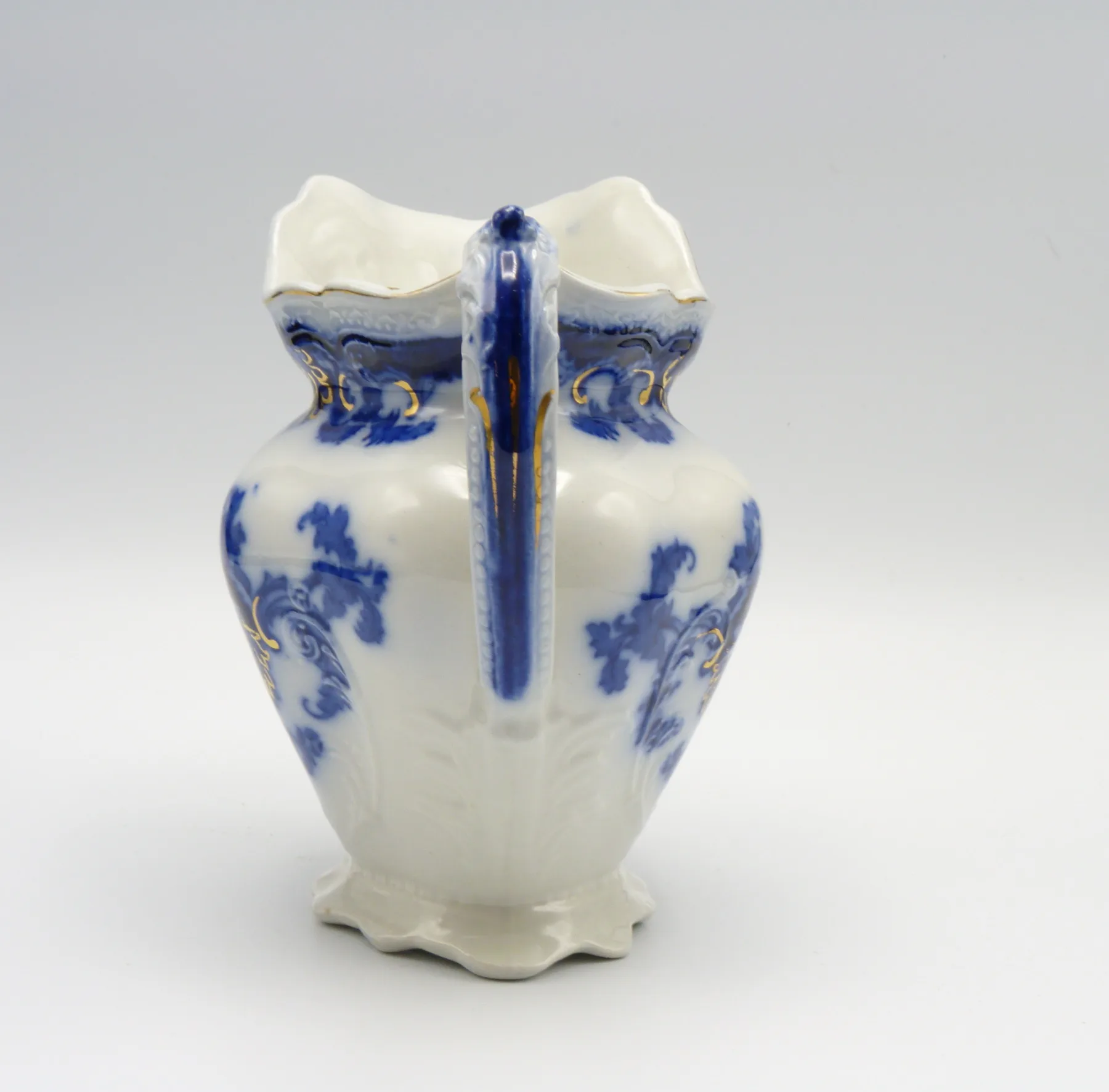 Flow Blue 3 Graduating Georgia Jugs - Johnson Bros. - Image 9