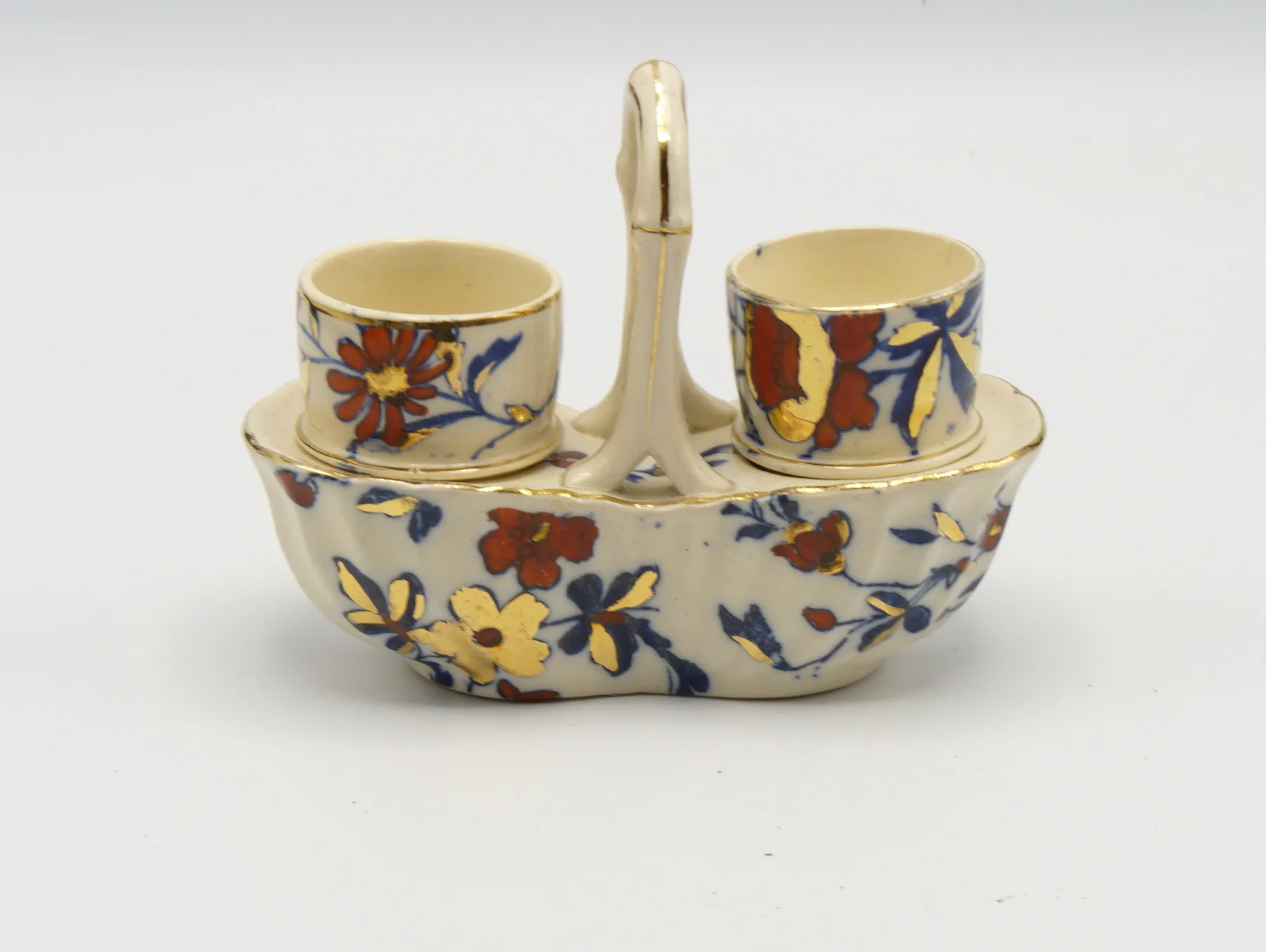 Blue, Red & Gold Egg Cups and Holder - Image 2
