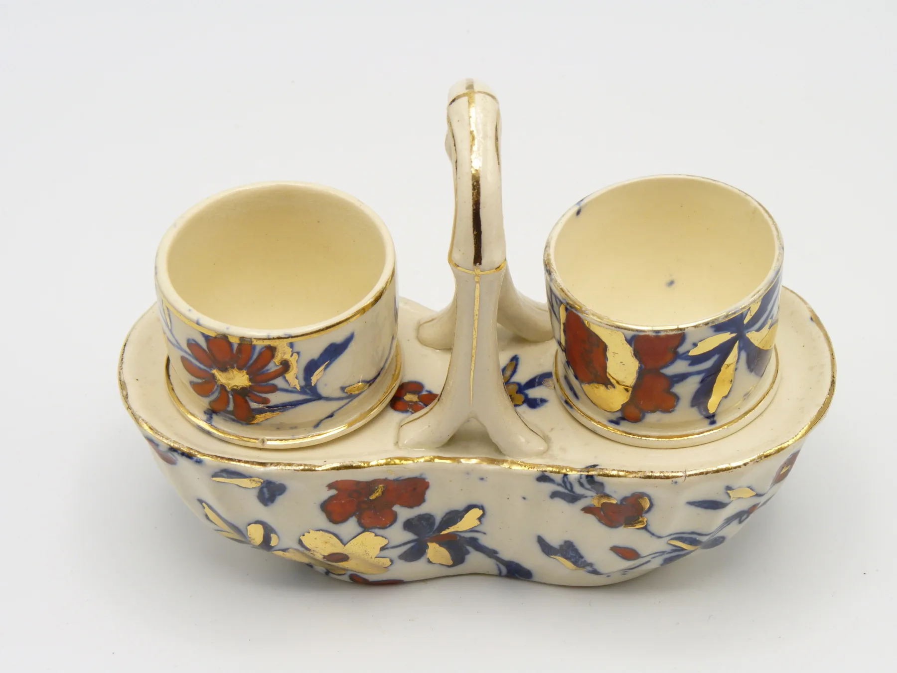 Blue, Red & Gold Egg Cups and Holder - Image 3