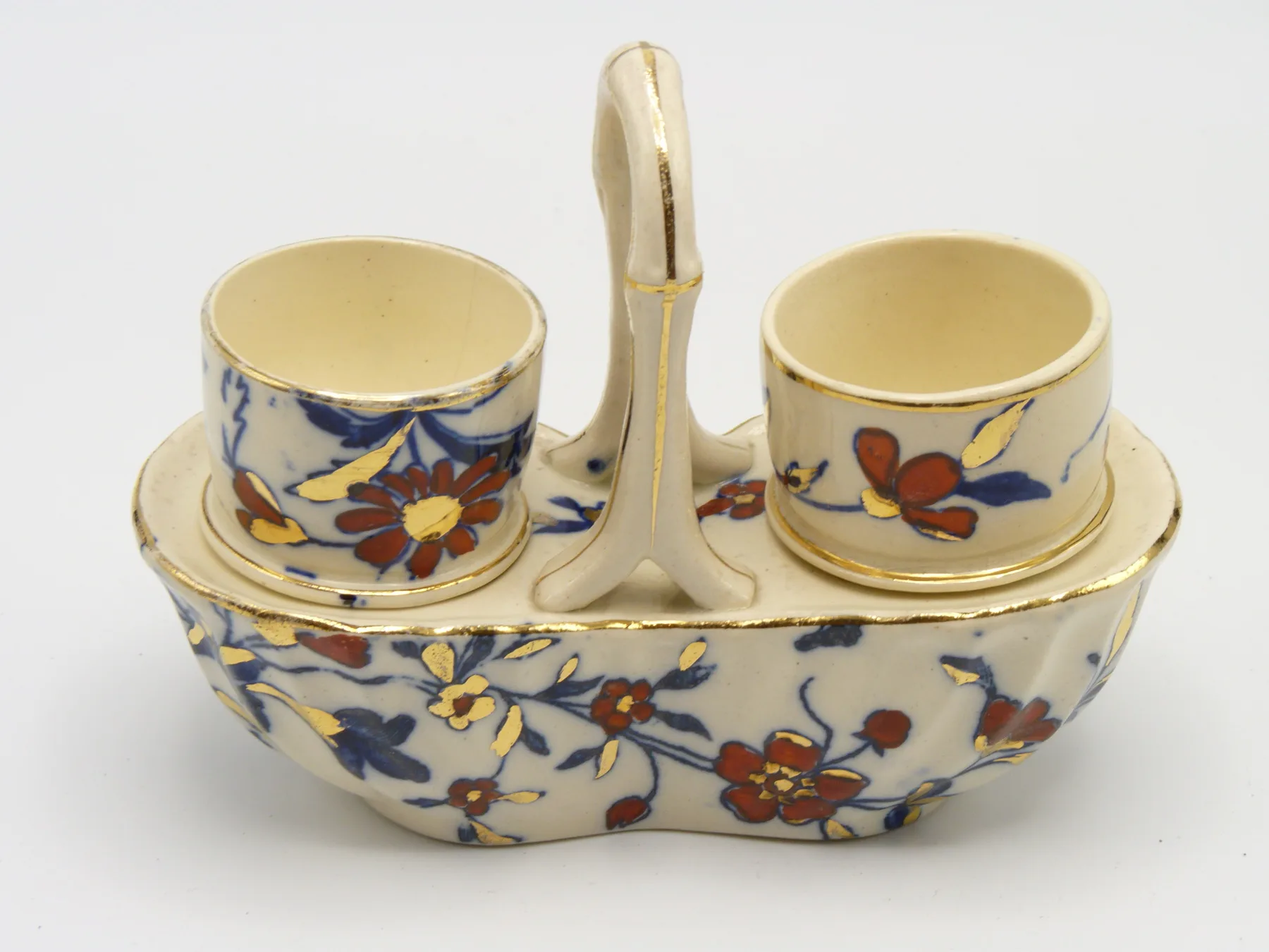 Blue, Red & Gold Egg Cups and Holder - Image 4