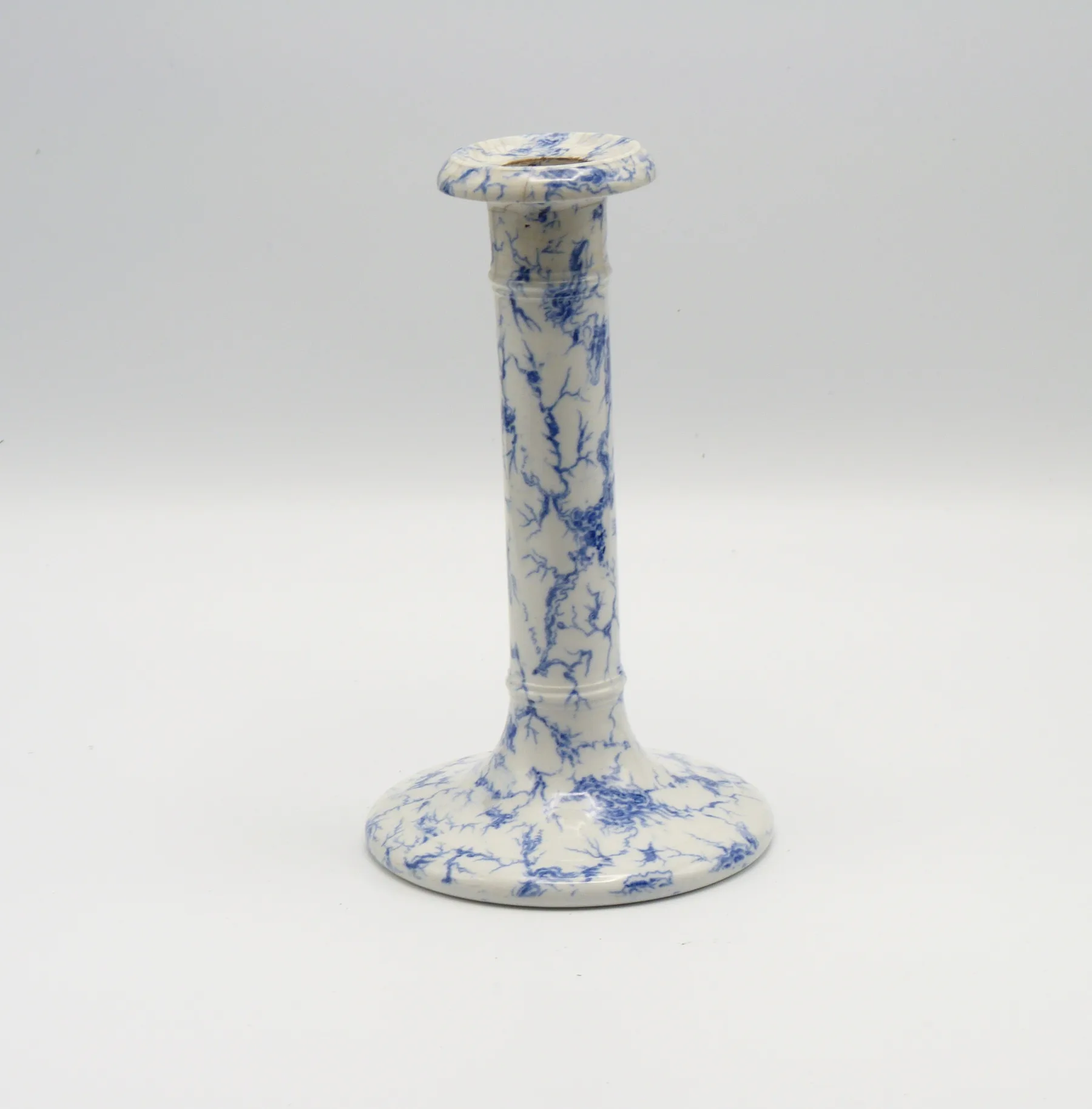 Flow Blue 8 ¼ inch Marble Candlestick