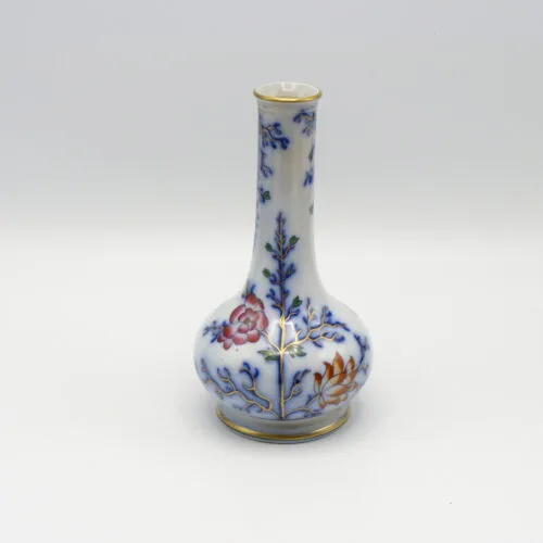 Flow Blue Polychrome Barbers Bottle / Sauce Bottle