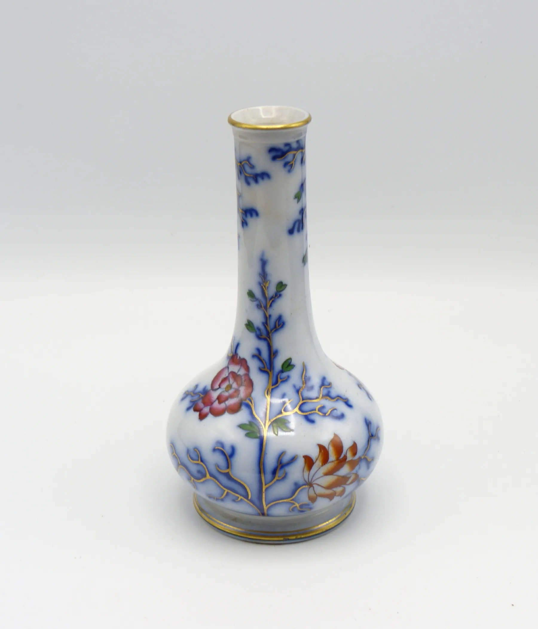 Flow Blue Polychrome Barbers Bottle / Sauce Bottle - Image 2